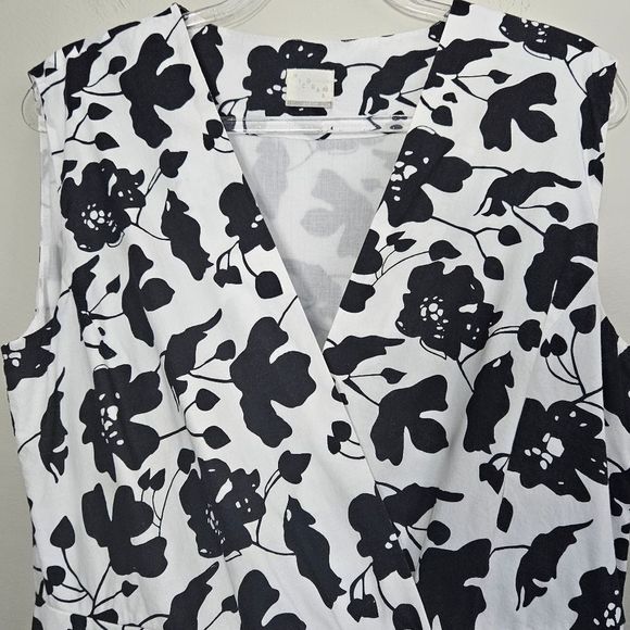 Nicobar White Black Floral Midi Sleeveless V-neck Full Skirt Dress Size … - Picture 5 of 11